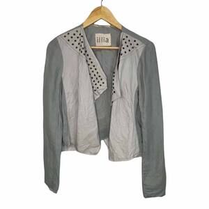 Illia Grey‎ Leather Cloth Stud Blazer Size 2